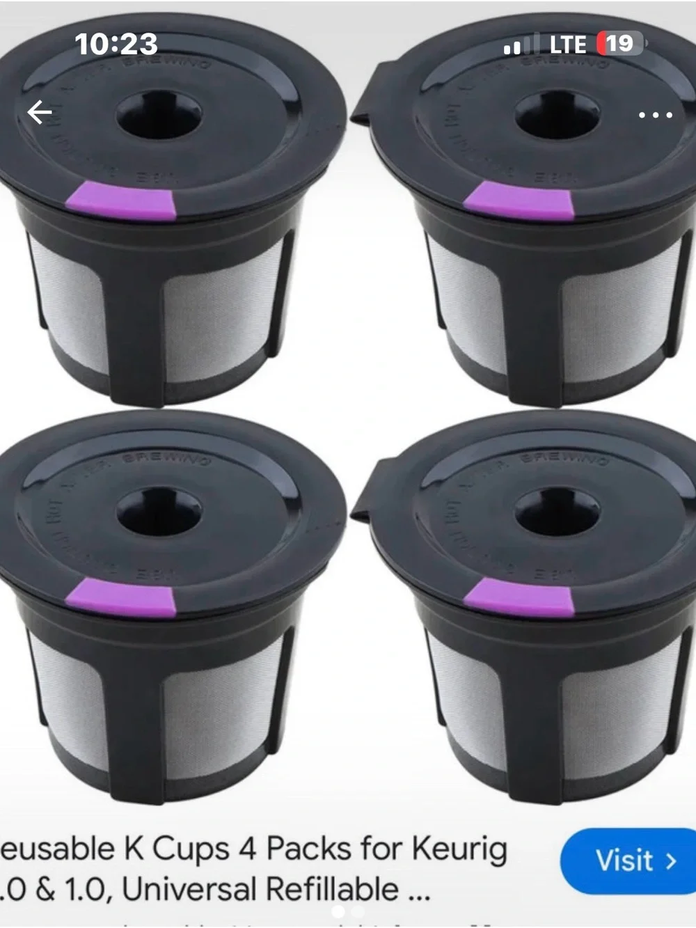Universal Reusable K-Cup Coffee Filters - Black with Purple Tabs (4 Pack)